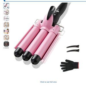3 Barrel Curling Iron, 1 inch Crimper Hair Tool,Crimping Waver for Women Beach